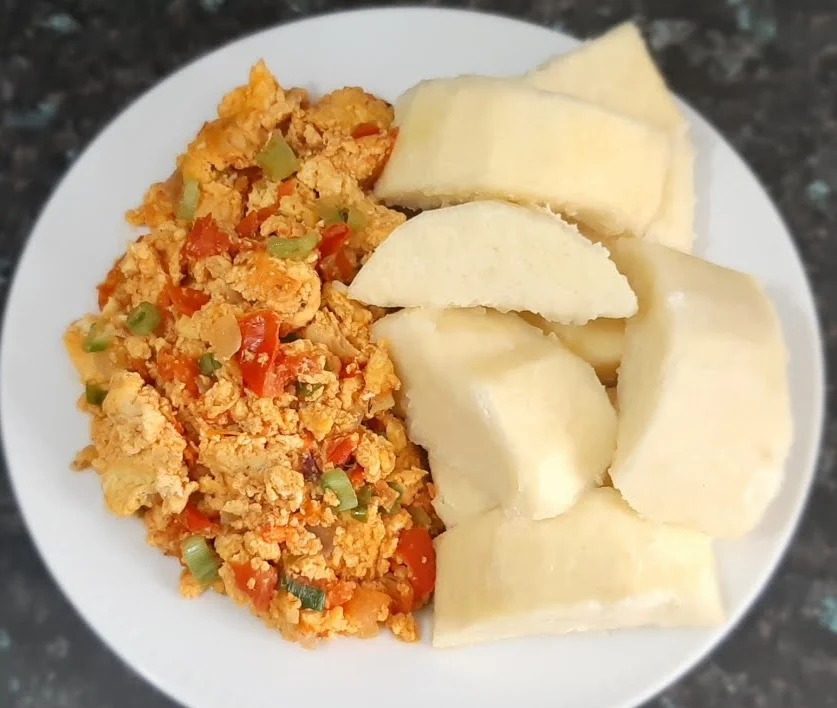 Yam and egg sauce